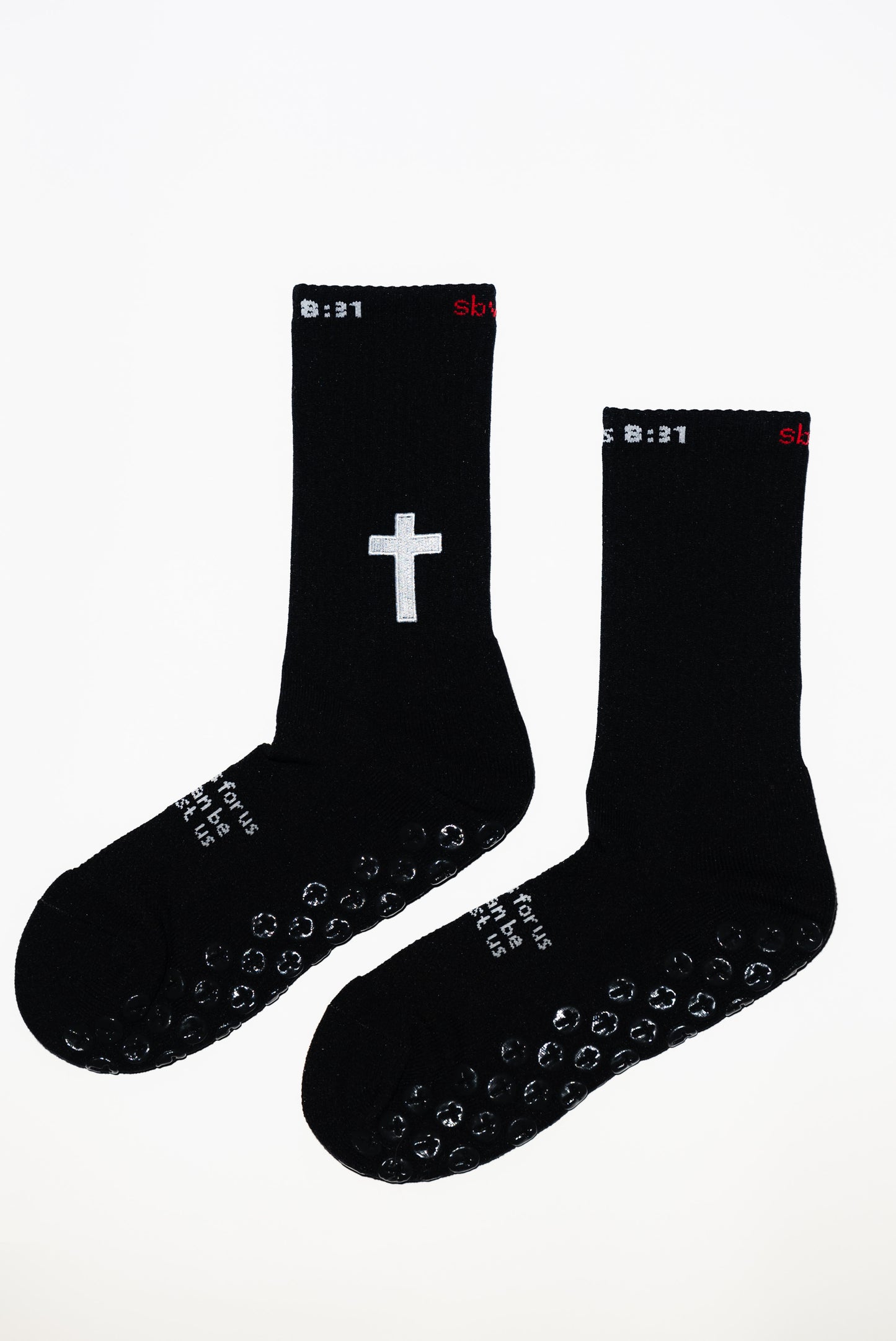 Romans 08:31 White Athletic Grip Socks