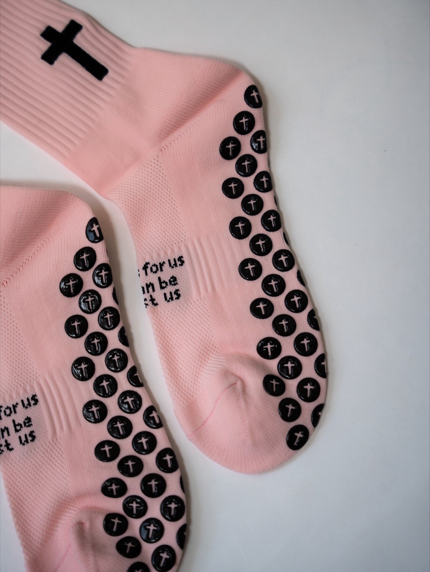 Romans 08:31 Pink Athletic Grip Socks