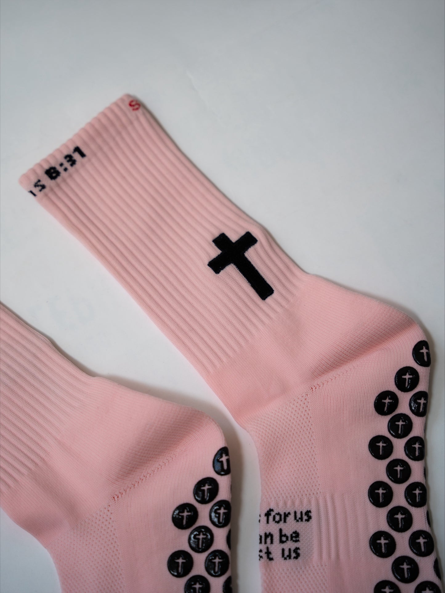 Romans 08:31 Pink Athletic Grip Socks