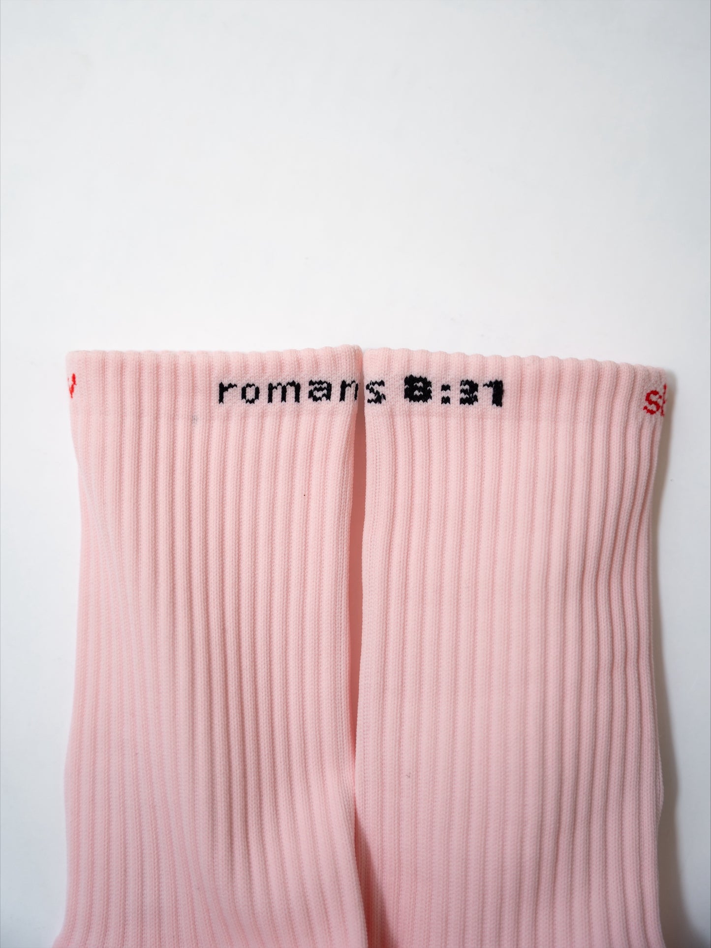 Romans 08:31 Pink Athletic Grip Socks