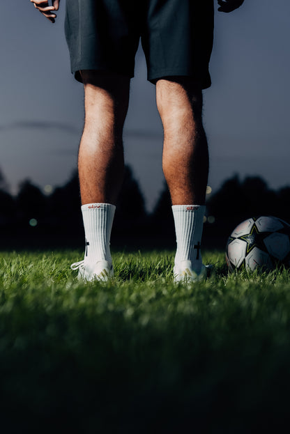Romans 08:31 White Athletic Grip Socks