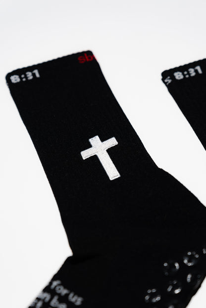 Romans 08:31 White Athletic Grip Socks