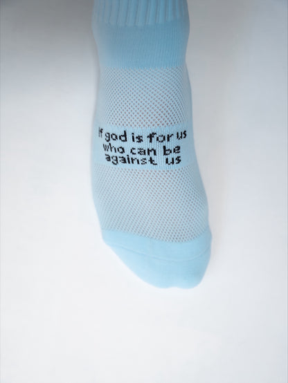Romans 08:31 Blue Athletic Grip Socks